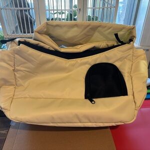 Brand New Cream Pet Carrier Tote Bag with Black Mesh Pocket